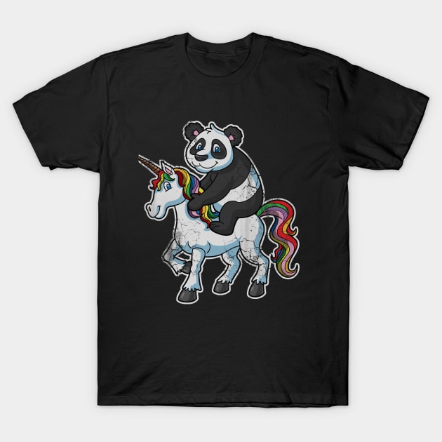 Panda Bear Riding Unicorn T-Shirt by E